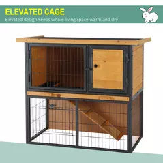 PawHut Wood-metal Guinea Pigs Hutches Elevated Pet House Outdoor 89.5 x 45 x 81cm - 4