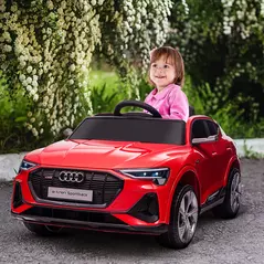 HOMCOM Audi E-tron Licensed 12V Kids Electric Ride on, Electric Car for Kids, with Parental Remote, Music Lights MP3, Suspension Wheels, for 3-5 Years, Red - 2