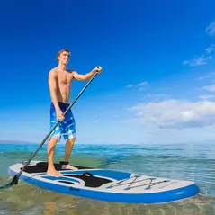 Outsunny 10.6' x 32" x 6" Inflatable Stand Up Paddle Board, Non-Slip & Ultra-Light Deck with ISUP Accessories, Adj Paddle, Pump, Backpack Bag, and Three Bottom Fins, for Youth Adults Beginner - 2