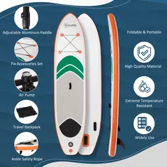 Outsunny 10'6" x 30" x 6" Inflatable Stand Up Paddle Board, Non-Slip & Ultra-Light Deck with Adj Paddle, ISUP Accessories, Pump and Carry Bag, for Youth Adults Beginner - 4