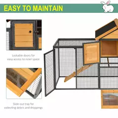 PawHut Wood-metal Guinea Pigs Hutches Elevated Pet Bunny House Rabbit Cage with Slide-Out Tray Outdoor - 5