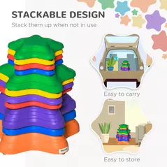 Outsunny 11-Piece Kids Stepping Stones, Starfish Style Non-slip Obstacle Course, Stackable Balance Blocks Garden Toys, Encourage Toddler Sensory Toys Indoor Outdoor - Multicoloured - 4