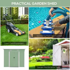 Outsunny 7 x 4ft Outdoor Garden Metal Storage Shed, Tool Storage Box for Backyard, Patio and Lawn, Light Green - 7