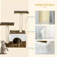 PawHut Cat Tree Tower for Indoor Cats Kitten House Scratching Posts with Condo Perch Interactive Mouse Toy, 45 x 33 x 70 cm, Brown - 6