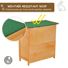 Pawhut 90cm 2 Tiers Double Decker Wooden Guinea Pigs Hutches Pet Cage - 6