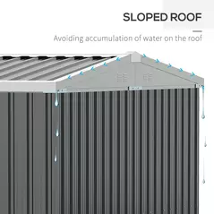 Outsunny 14 x 8ft Outdoor Garden Metal Storage Shed with Lockable Door, Tool Storage Box for Garden, Patio and Lawn, Grey - 7