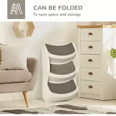 PawHut Foldable Pet Stairs Portable Dog Steps 3-Step Design with Non-slip Mats for High Beds, Sofas, 49 x 38 x 38 cm, Cream - 5