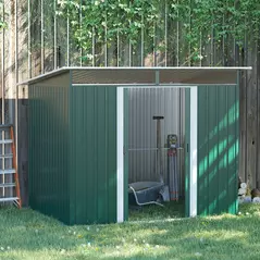 Outsunny 8.5 x 6ft Metal Shed with Lightsky Panels, Garden Storage Tool House with Double Doors for Garden, Patio and Lawn, Green - 2