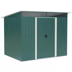 Outsunny 8.5 x 6ft Metal Shed with Lightsky Panels, Garden Storage Tool House with Double Doors for Garden, Patio and Lawn, Green - 1