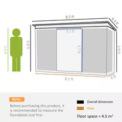 Outsunny 8.5 x 6ft Metal Shed with Lightsky Panels, Garden Storage Tool House with Double Doors for Garden, Patio and Lawn, Green - 3