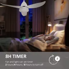 HOMCOM Reversible Ceiling Fan with Light, 3 Blades Indoor Modern Mount White LED Lighting Fan with Remote Controller, for Bedroom, Living Room, White - 7