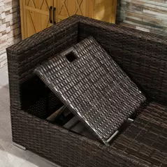 Outsunny 3 Pieces Rattan Garden Furniture Sofa Set, 4 Seater Garden Corner Sofa with 5-Level Reclining Sun Lounger and Storage Coffee Table, Outdoor Furniture Conservatory Set with Cushions, Brown - 8