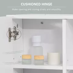 kleankin Bathroom Mirror Cabinet, Wall Mounted Storage Cupboard Organizer with Double Doors and Adjustable Shelf, White - 7