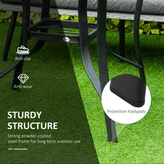 Outsunny 106cm Round Garden Dining Table with Parasol Hole Tempered Glass Top Steel Frame - 6