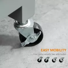 HOMCOM Compact Kitchen Trolley Utility Cart on Wheels with Open Shelf & Storage Drawer for Dining Room, Kitchen, Grey - 7