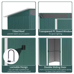 Outsunny 8.5 x 6ft Metal Shed with Lightsky Panels, Garden Storage Tool House with Double Doors for Garden, Patio and Lawn, Green - 4