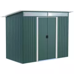 Outsunny 8.5 x 4ft Metal Shed with Lightsky Panels, Garden Storage Tool House with Double Doors for Garden, Patio and Lawn, Green - 1