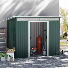 Outsunny 8.5 x 4ft Metal Shed with Lightsky Panels, Garden Storage Tool House with Double Doors for Garden, Patio and Lawn, Green - 2