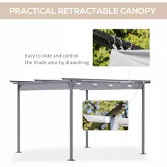 Outsunny 3.5M X 3.5M Metal Pergola Gazebo Awning Retractable Canopy Outdoor Garden Sun Shade Shelter Marquee Party BBQ, Grey - 5