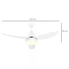 HOMCOM Reversible Ceiling Fan with Light, 3 Blades Indoor Modern Mount White LED Lighting Fan with Remote Controller, for Bedroom, Living Room, White - 3