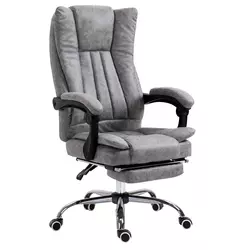 Vinsetto Home Office Chair Microfibre Desk Chair with Reclining Function Armrests Swivel Wheels Footrest Grey - 1