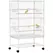PawHut Large Bird Cage Budgie Cage for Finch Canaries Parakeet with Rolling Stand, Slide-out Tray, Storage Shelf, Food Containers, White - 1