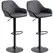 HOMCOM Bar Stools Set of 2, Height Adjustable Swivel Barstools, PU Leather Kitchen Stools with Backs, Armrests and Footrest for Home, Counter and Dining Room, Black - 1