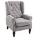 HOMCOM Retro Accent Chair, Wingback Armchair with Wood Frame Button Tufted Design for Living Room Bedroom, Grey - 1