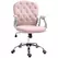 Vinsetto Office Chair, Swivel Desk Chair, Velvet Vanity Chair with Adjustable Height and Rolling Wheels for Home Work Study, Pink - 1