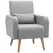 HOMCOM Accent Chair, Linen-Touch Armchair with Pillow, Upholstered Leisure Lounge Sofa for Living Room, Club Chair with Rubber Wooden Frame, Grey - 1