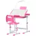 HOMCOM Kids Study Desk and Chair Set w/ Adjustable Height, Storage, Drawer, Pink - 1
