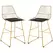 HOMCOM Set of 2 Bar Stools, Modern Counter Height Breakfast Bar Chairs with Wire Metal Frame for Kitchen, Dining Room, Gold - 1