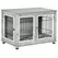 PawHut Dog Crate Furniture End Table, with Washable Cushion, Double Doors, for Medium/Large Dogs, Grey - 1