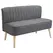 HOMCOM Modern Double Seat Sofa Loveseat Couch 2 Seater Compact Sofa Padded Linen Wood Leg Dark Grey - 1