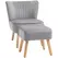 HOMCOM Velvet Accent Chair Occasional Tub Seat Padding Curved Back with Ottoman Wood Frame Legs Home Furniture Light Grey - 1