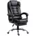 HOMCOM Executive Office Chair, PU Leather Home Office Chair with Swivel Wheels, Reclining Backrest, Retractable Footrest, Black - 1