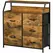HOMCOM Bedroom Chest of Drawers, Industrial 5 Fabric Drawer Dresser with Open Shelf for Living Room, Rustic Brown - 1