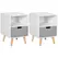 HOMCOM Wooden Bedside Table End Nightstand With Drawer Wood Lamp Desk Storage Unit Bedroom Scandinavian Nordic Style, Set of 2 - 1