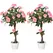 Outsunny Set of 2 Artificial Plants Pink Rose Floral in Pot, Fake Plants for Home Indoor Outdoor Decor, 90cm - 1