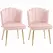 HOMCOM Shell Dining Chairs Set of 2, Upholstered Kitchen Chairs with Gold Metal Legs and Backrest, Velvet Fabric Lounge Leisure Chairs for Living Room, Reception Room, Pink - 1