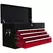 HOMCOM Steel Six Drawer Tool Storage Carry Chest, with Lock and Keys - Red - 1