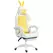 Vinsetto Reclining Racing Gaming Chair with Headrest and Lumber Support, PU Leather Computer Chair with Removable Rabbit Ears, Footrest, Yellow - 1