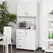 HOMCOM 183.5cm Free standing Kitchen Cupboard, Storage Cabinet with Doors and Sheleves, 3 drawers and Open Space, Adjustable Height Storage Unit, White - 1