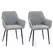 HOMCOM Dining Chairs Set of 2, Upholstered Linen Fabric Kitchen Chairs with Metal Legs for Living Room Dining Room, Light Grey - 1