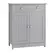 kleankin 75x60cm Freestanding Bathroom Storage Cabinet Unit w/ 2 Drawers Cupboard Adjustable Shelf Metal Handles Traditional Style Grey - 1
