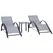 Outsunny 3 Pieces Lounge Chair Set Metal Frame Garden Outdoor Recliner Sunbathing Chair with Table, Light Grey - 1
