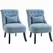 HOMCOM Tub Chair, Armless Single Sofa, Modern Button Tufted Armchair, Upholstered Linen Fabric Longue Accent Chair for Living Room, Bedroom, Set of 2, Blue - 1