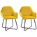 HOMCOM Velvet-Feel Plisse Back Accent Chair - Yellow - 1