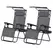 Outsunny 2 Piece Foldable Reclining Garden Chair with Headrest, Zero Gravity Deck Sun Lounger Seat Chair with Footrest, Armrest, Cup Holder & Canopy Shade, Grey - 1