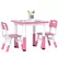 AIYAPLAY Height Adjustable Toddler Table and Chair Set, 3-Piece Children Activity Table w/ 2 Chairs for Playroom, Bedroom - Pink - 1